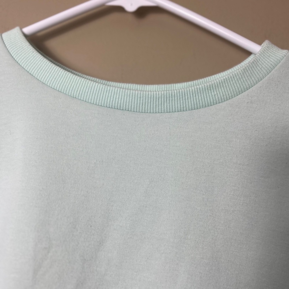 Lee Mint Green Cropped Sweatshirt Boxy Short Sleeve Crewneck Pastel Retro XL - Picture 8 of 9